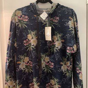 Flower pattern hoodie top